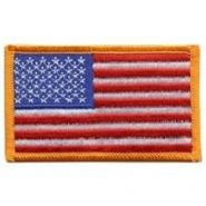 USA Flag Patch, Dark Gold Border - QUANTITY 10